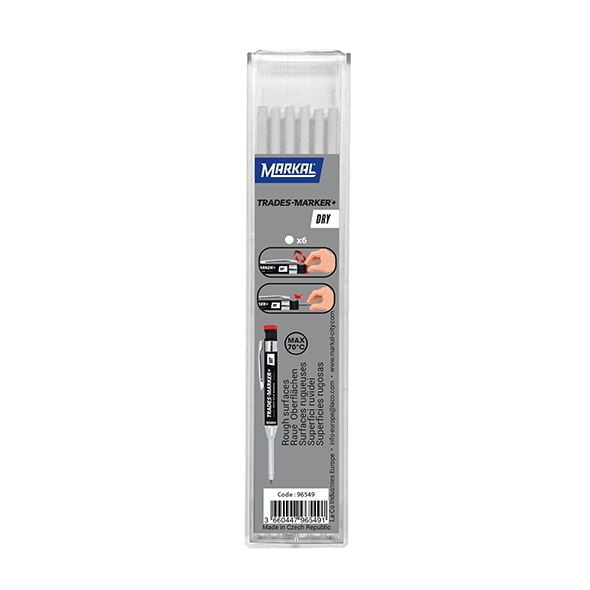 Pachet 6 mine albe reumplere creion marcaje sudura Trades-Marker®Dry